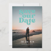 Retro Türkis Foto Save The Date (Vorderseite)