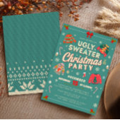 Retro Türkis-Hässlicher-Weihnachtspulli-Weihnachts Feiertagskarte
