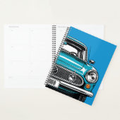 Retro Türkis Klassisches Auto Front Pop-Art-Illust Planer (Anzeige)