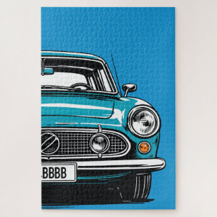 Retro Türkis Klassisches Auto Front Pop-Art-Illust Puzzle