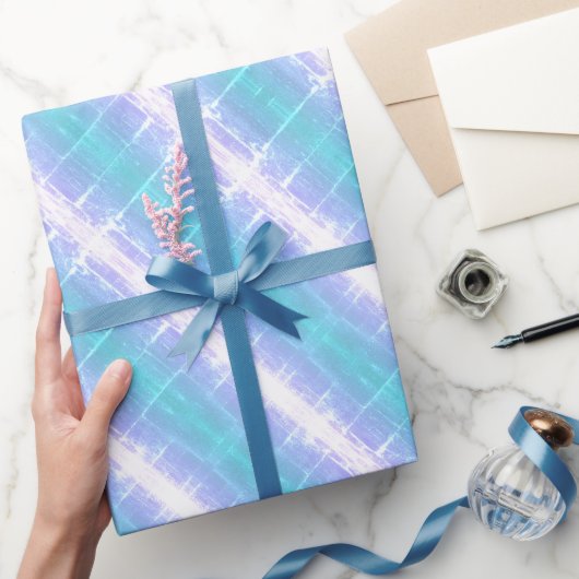 Retro Türkis & Lila Streifen Geschenkpapier (Schenken)