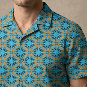 Retro Türkis Orange Gepunktet Geometrisches Mandal Stoff