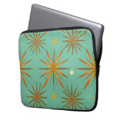 Retro Türkis Orange Sternenexplosion Muster Laptopschutzhülle (Vorderseite Links)