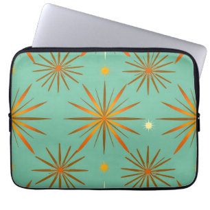 Retro Türkis Orange Sternenexplosion Muster Laptopschutzhülle