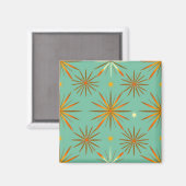 Retro Türkis Orange Sternenexplosion Muster Magnet (Vorderseite/Rückseite)