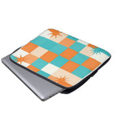 Retro Türkis Orange Sternenexplosion Schachbrett Laptopschutzhülle (Vorne Knopf)
