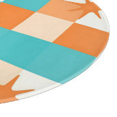 Retro Türkis Orange Sternenexplosion Schachbrett Schneidebrett (Ecke)
