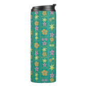 Retro Türkis Patchwork Blumenmuster Thermosbecher (Nach links gedreht)