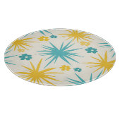 Retro Türkis-Senf-Blumen-Burst Schneidebrett (Ecke)