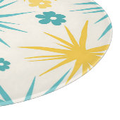 Retro Türkis-Senf-Blumen-Burst Schneidebrett (Ecke)