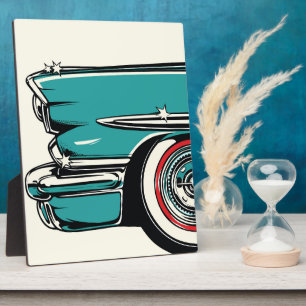 Retro Türkis Sportwagen Front Pop-Art-Illustration Fotoplatte