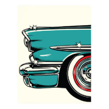 Retro Türkis Sportwagen Front Pop-Art-Illustration
