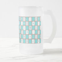 Retro Türkis Sternenexplosion Milchglas Tasse