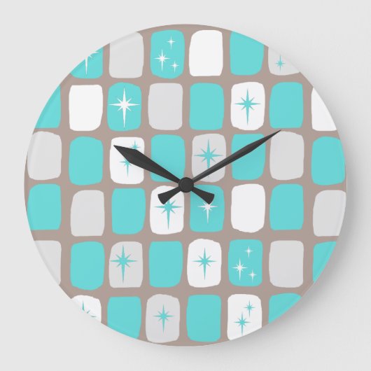 Retro Türkis-Sternexplosion-runde Uhr (Vorderseite)