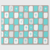 Retro Türkis-Sternexplosion-Verpackungs-Papier Geschenkpapier (Flach)