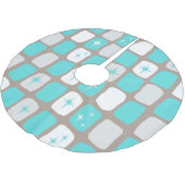 Retro Türkis-Sternexplosion-Weihnachtsbaum-Rock Polyester Weihnachtsbaumdecke (Schrägansicht)