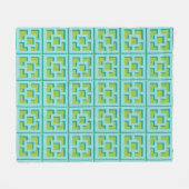 Retro Türkis und grüner Trellis Fleece Blanket (Vorderseite (Horizontal))