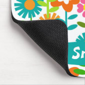 Retro-Türkis und orange Blume Mousepad (Ecke)