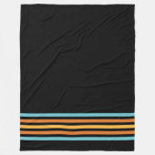 Retro Türkis und Orange Streifen Fleecedecke (Vorderseite)