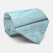 Retro türkisfarbene Farbe auf rustikalem Holz Krawatte (Gerollt)