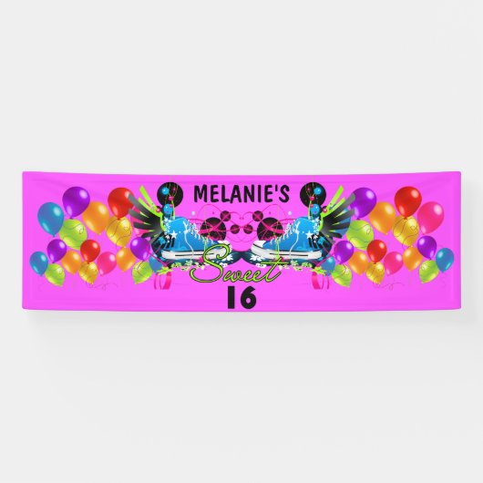 Retro Turnschuh-Wirbels-Ballon-Bonbon 16 addieren Banner (Horizontal)