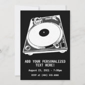 Retro-Turntable Graphic in White Einladung (Vorderseite)