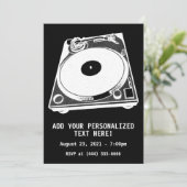 Retro-Turntable Graphic in White Einladung (Stehend Vorderseite)