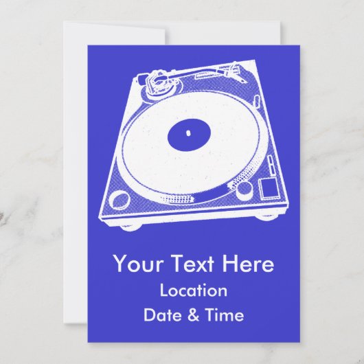 Retro-Turntable Graphic in White Einladung (Vorderseite)