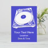 Retro-Turntable Graphic in White Einladung (Stehend Vorderseite)