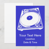 Retro-Turntable Graphic in White Einladung (Vorne/Hinten)