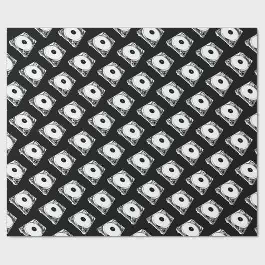Retro-Turntable Graphic in White Geschenkpapier (Flach)