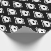 Retro-Turntable Graphic in White Geschenkpapier (Ecke)