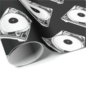 Retro-Turntable Graphic in White Geschenkpapier (Rolleneckpunkt)