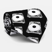 Retro-Turntable Graphic in White Krawatte (Gerollt)