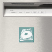 Retro-Turntable Graphic in White Magnet (In Situ (Geschirrspüler))