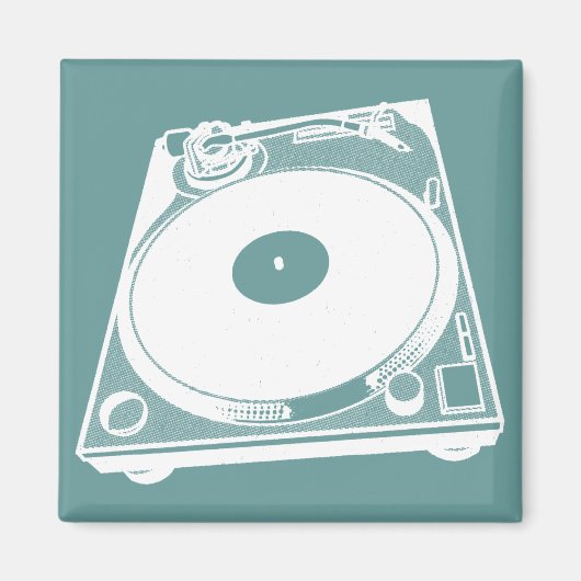 Retro-Turntable Graphic in White Magnet (Vorne)