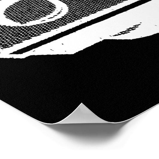 Retro-Turntable Graphic in White Poster (Ecke)