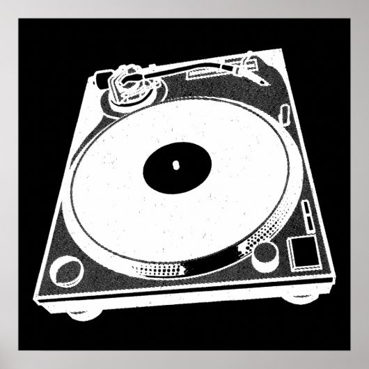 Retro-Turntable Graphic in White Poster (Vorne)