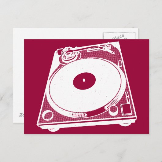 Retro-Turntable Graphic in White Postkarte (Vorne/Hinten)