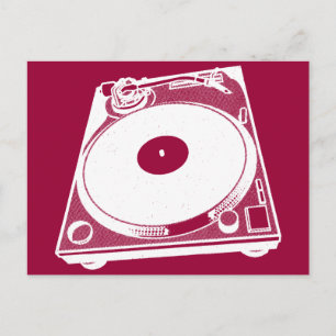 Retro-Turntable Graphic in White Postkarte