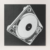 Retro-Turntable Graphic in White Puzzle (Horizontal)