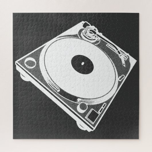 Retro-Turntable Graphic in White Puzzle (Vertikal)