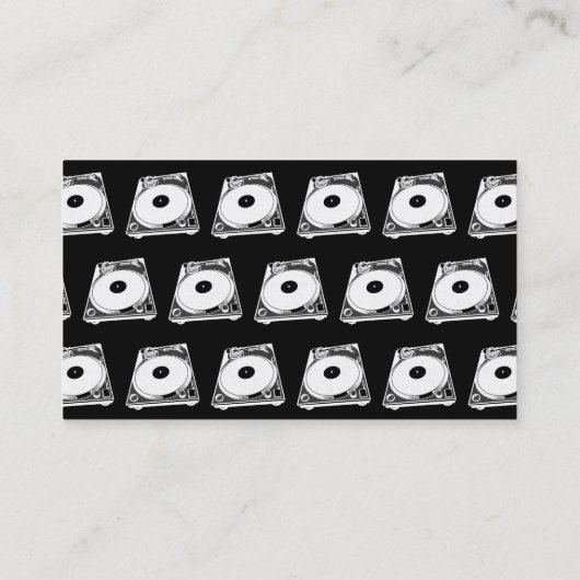 Retro-Turntable Graphic in White Visitenkarte (Rückseite)