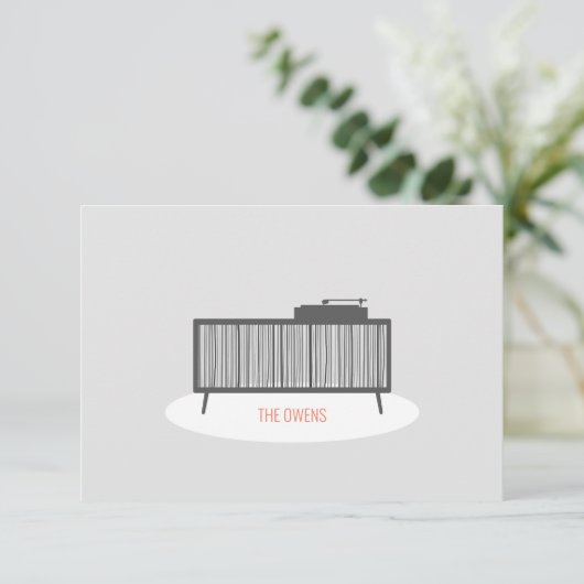 Retro Turntable Record Cabinet Danke Karte (Stehend Vorderseite)