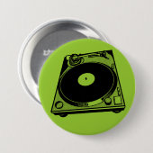 Retro-Turntable Schwarz grafisch Button (Vorne & Hinten)