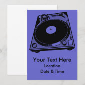 Retro-Turntable Schwarz grafisch Einladung (Vorne/Hinten)