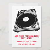 Retro-Turntable Schwarz grafisch Einladung (Vorderseite)
