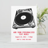 Retro-Turntable Schwarz grafisch Einladung (Stehend Vorderseite)