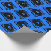 Retro-Turntable Schwarz grafisch Geschenkpapier (Ecke)