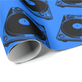 Retro-Turntable Schwarz grafisch Geschenkpapier (Rolleneckpunkt)